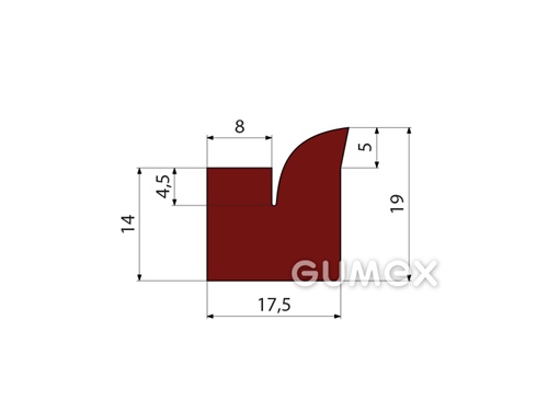 Silikonový profil tvaru "V", 19x17,5mm, 65°ShA, -60°C/+275°C, červenohnědý